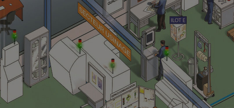 Jidoka, système andon dans une usine